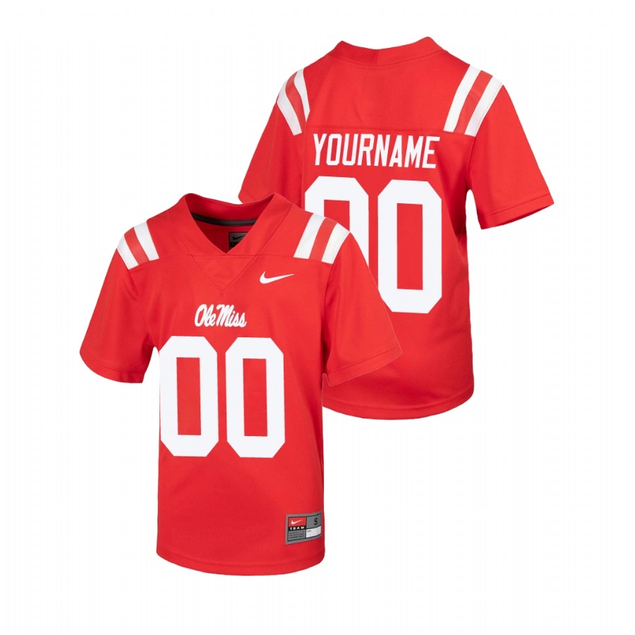 Ole Miss Rebels Youth NCAA Custom #00 Red Untouchable College Football Jersey TEU2049QG